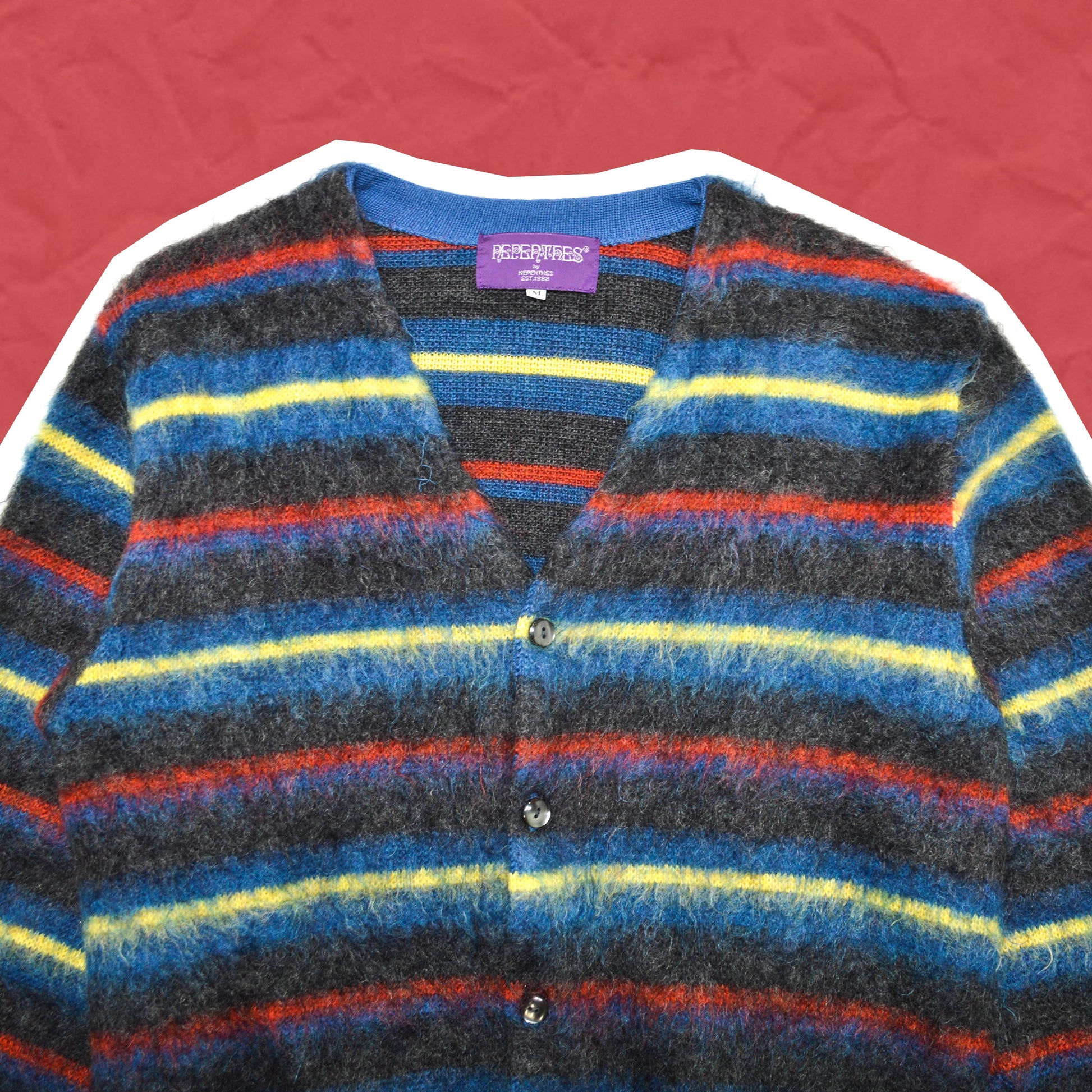 Nepenthes Kid Mohair striped Cardigan (M)