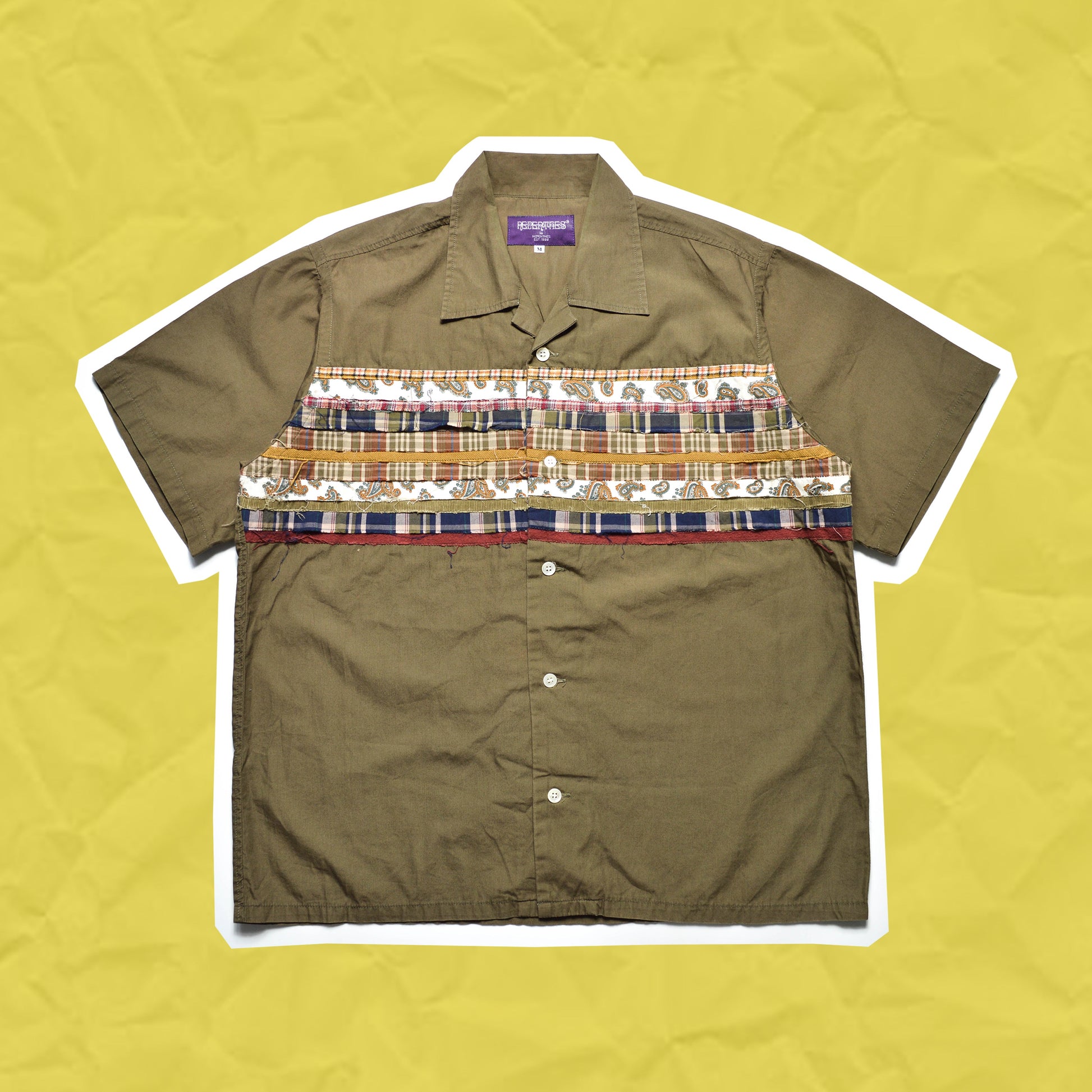 Nepenthes Rebuild Olive Panelled Shirt (~M~)