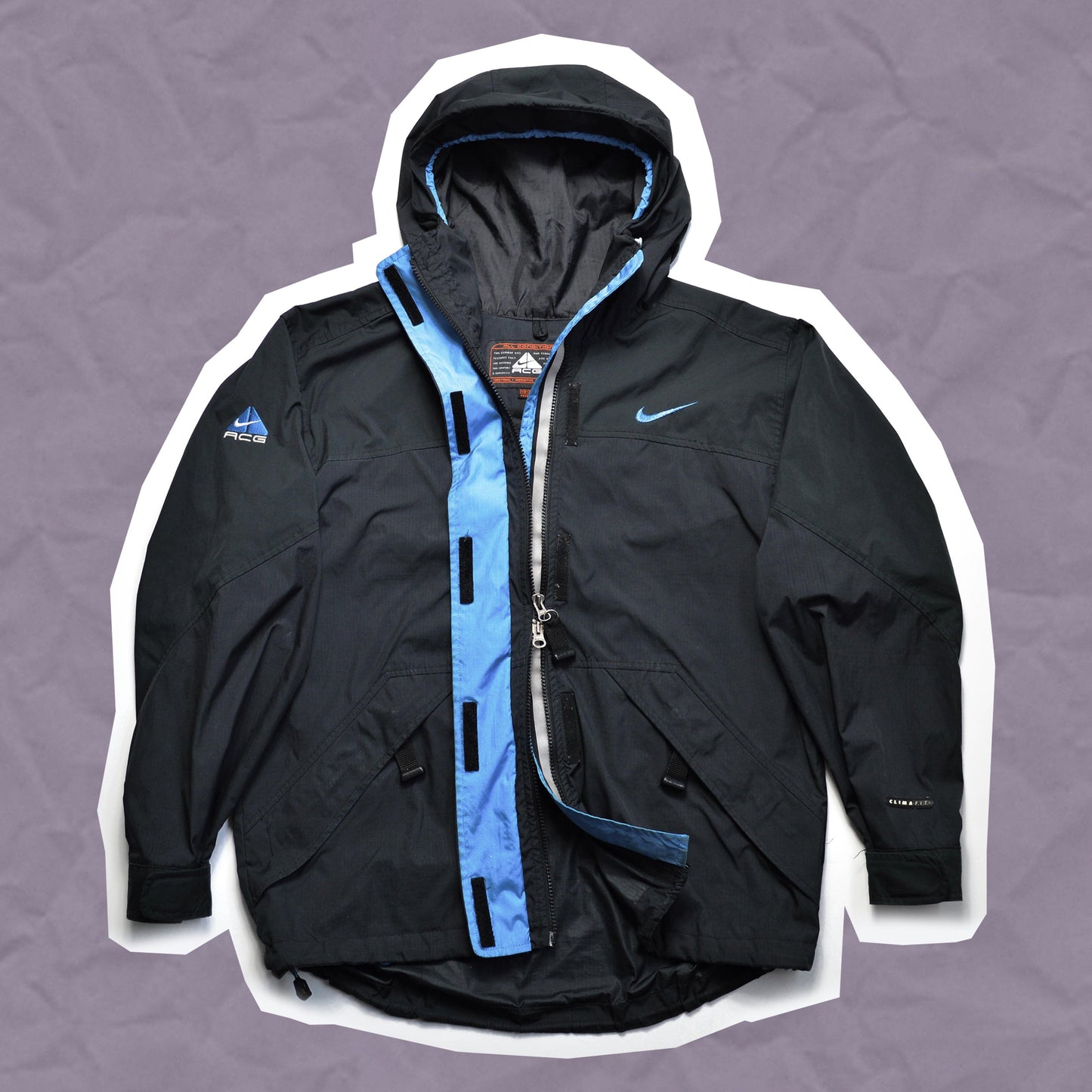 Nike ACG Black Blue Packable Zip Up Jacket (M)