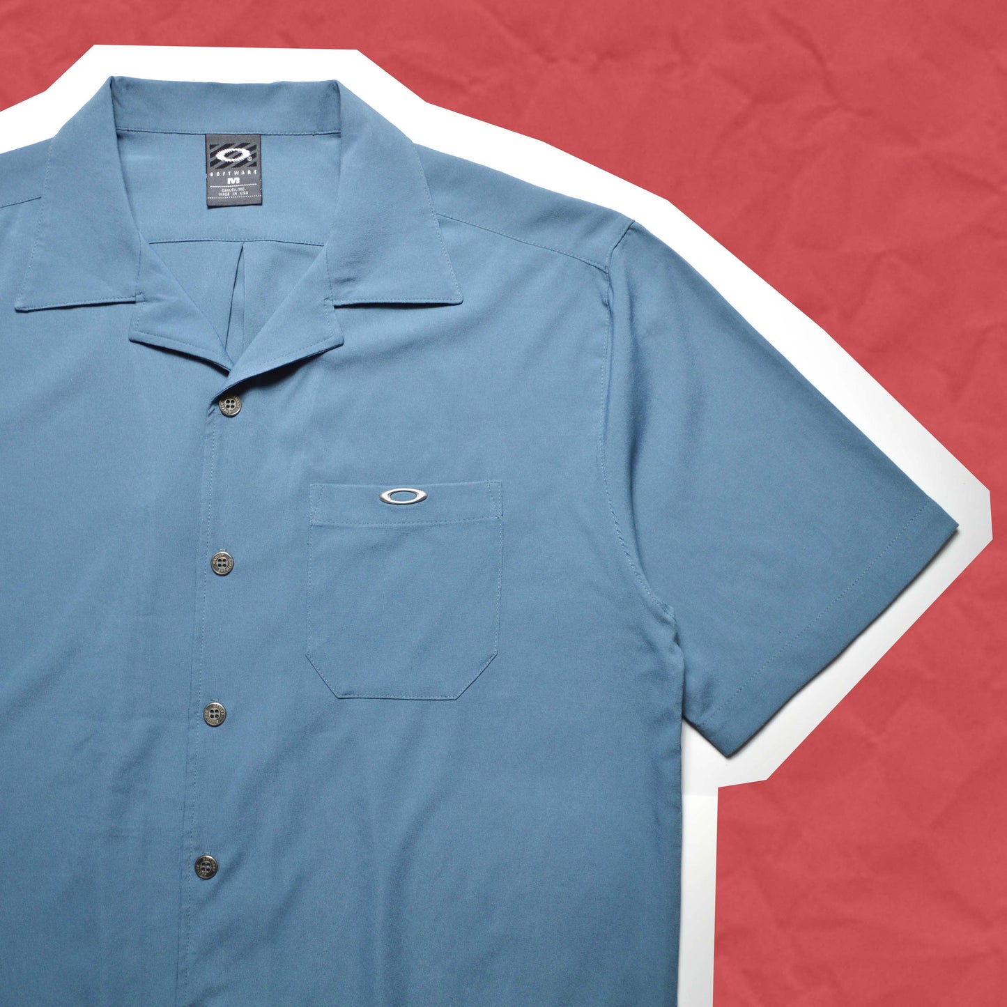 Oakley Software Sky Blue Open Collar Short Sleeve Shirt (~L~)