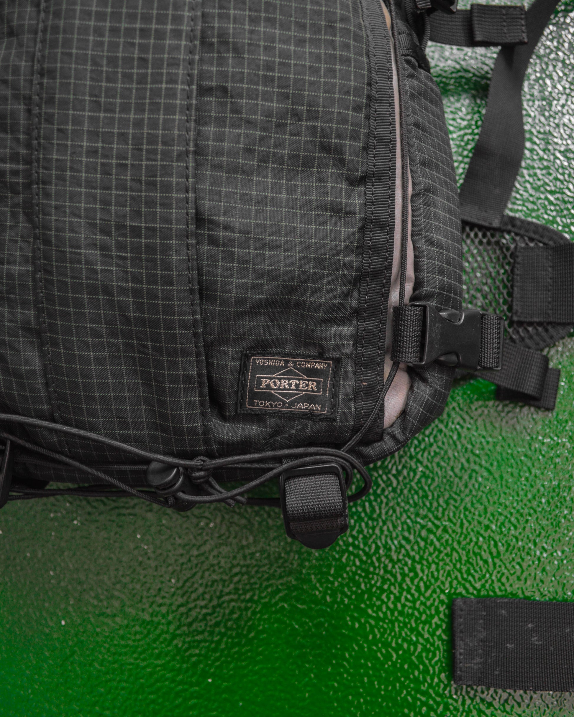 Porter Yoshida Black Bicycle Style Ripstop Slim Backpack / Rucksack Bag (~OS~)