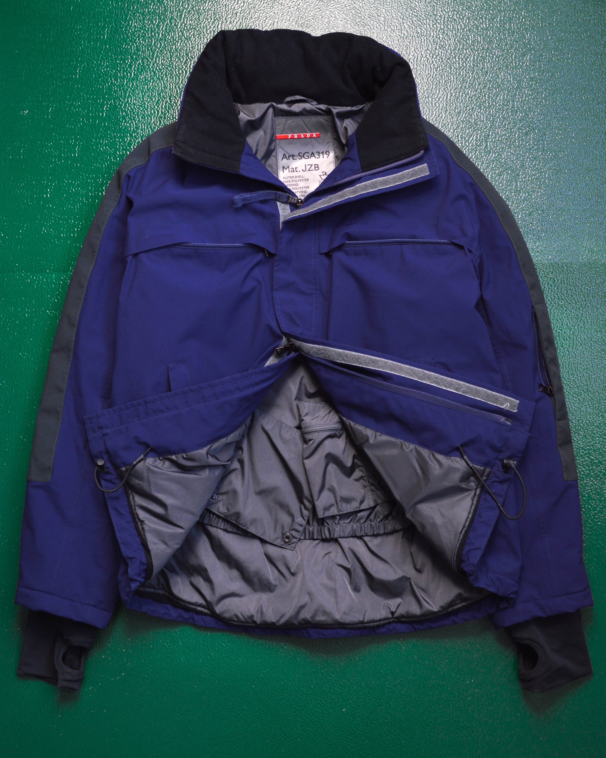 Prada Sport Gore-tex Deep Blue / Grey Panelled Ski Jacket (~M~)