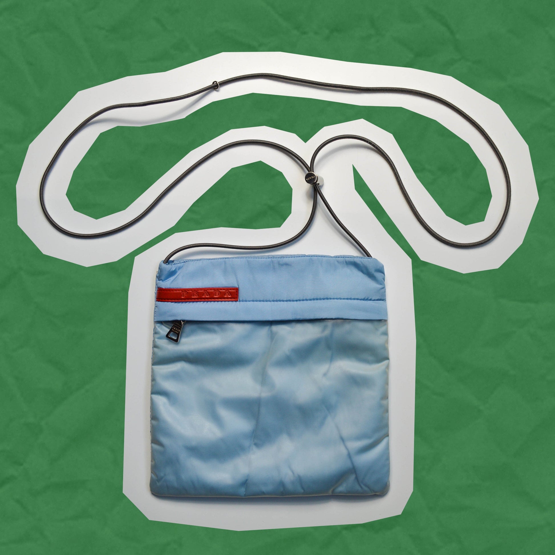 prada Sport SS1999 Baby Blue Piuma Latex Sling Side String Bag (OS)
