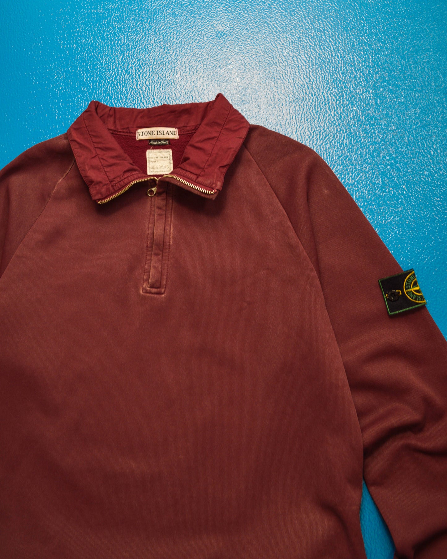 Stone Island 90s Quarter Zip Burgundy Pullover Jumper (~M~)