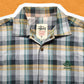 Stussy 90s Beige and Green Plaid Clover Logo Coach Jacket (L~XL)