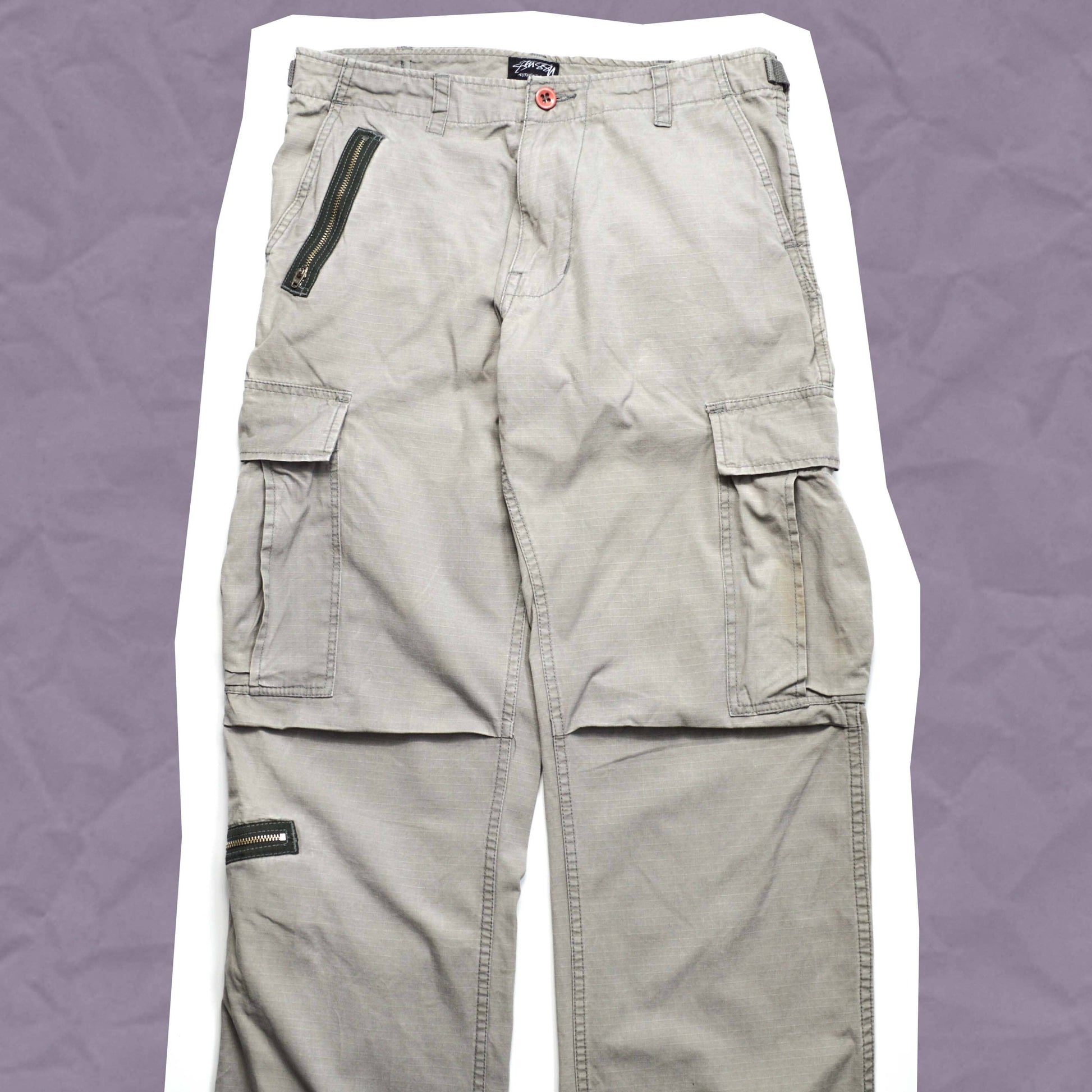 Stussy Authentic Outer Gear Grey Asymmetrical Cargo Pants (29~31)