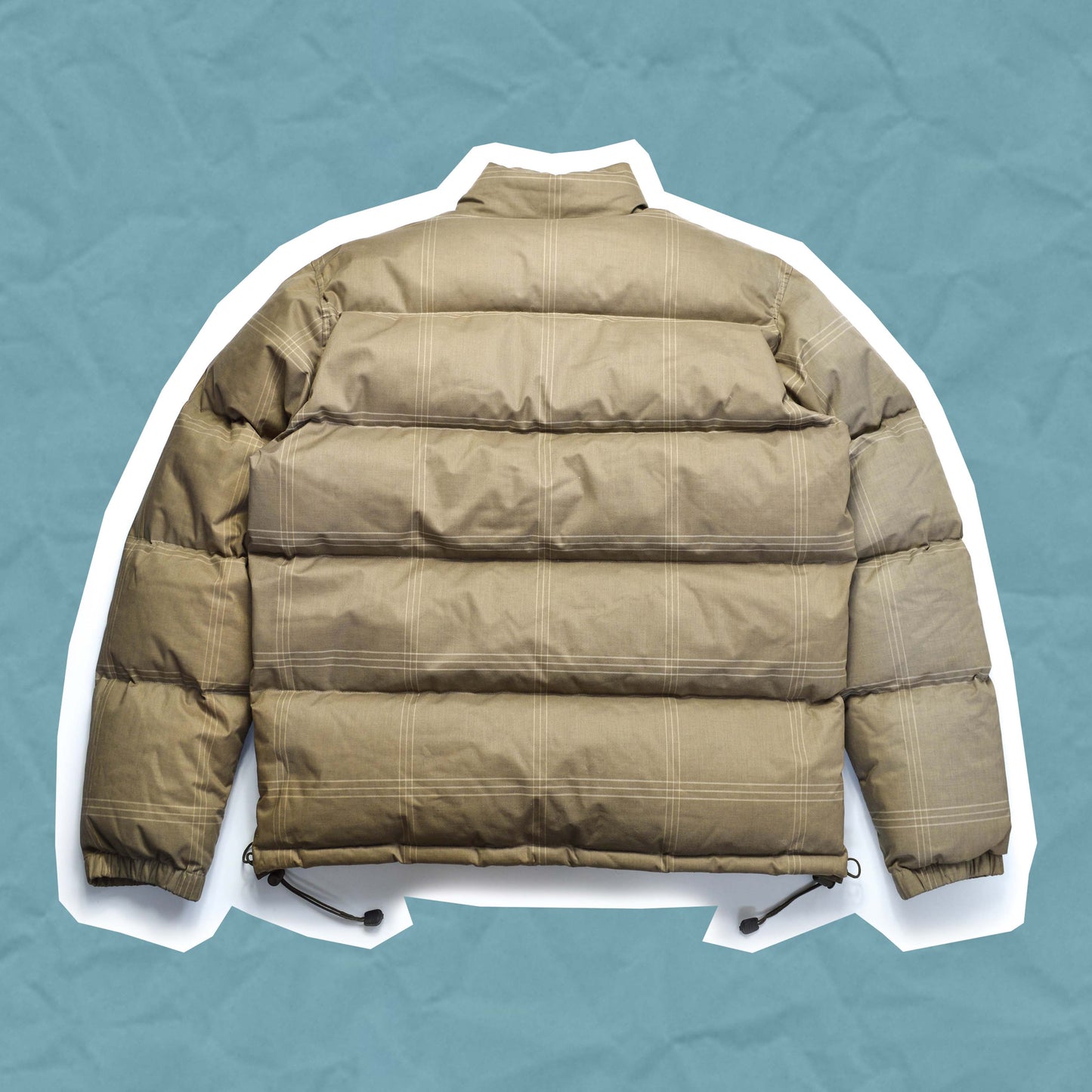 Stussy Beige Micro Plaid Puffer Jacket (L)