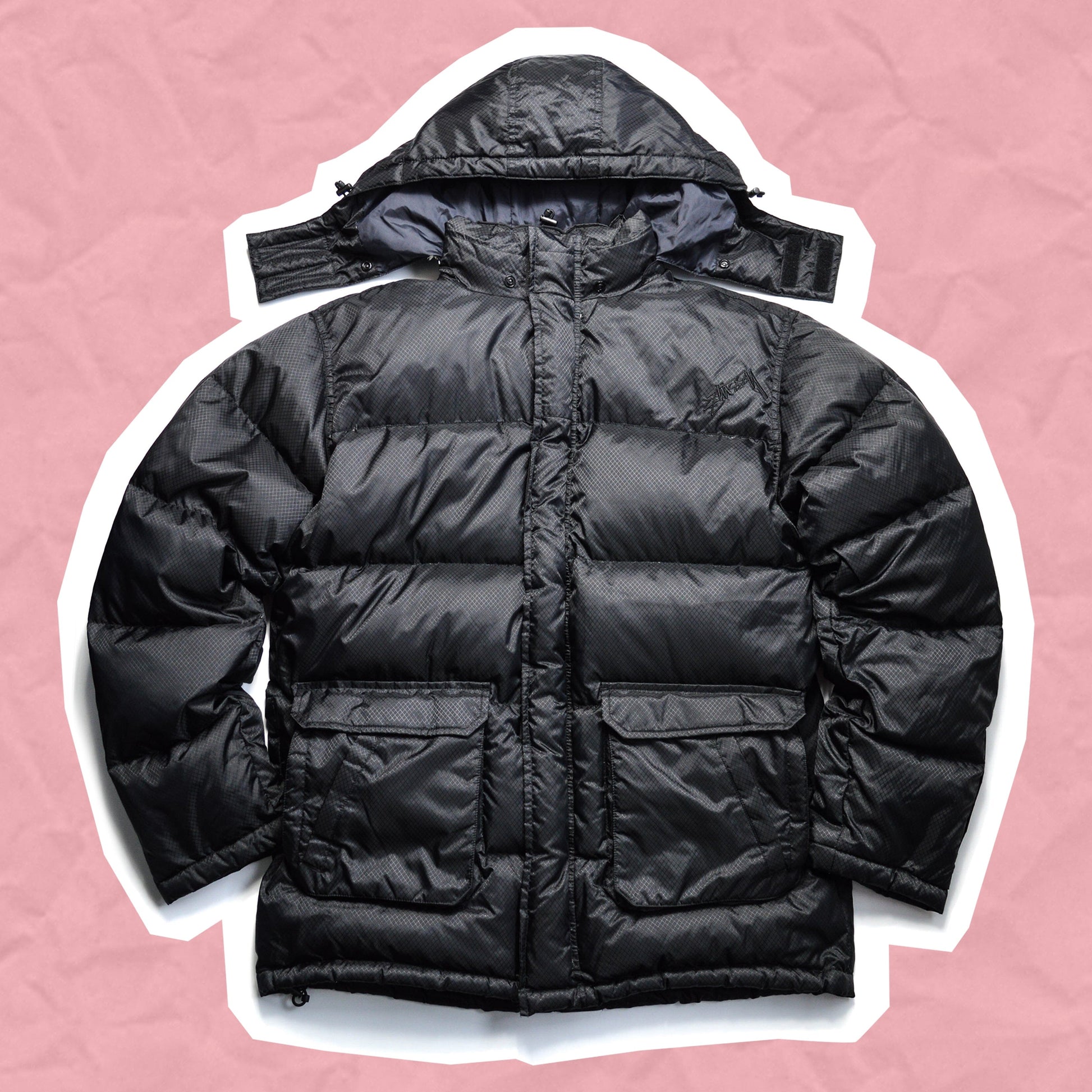 Stussy Black Ripstop Multi-compartment Tactical Puffer Jacket ( M & L )