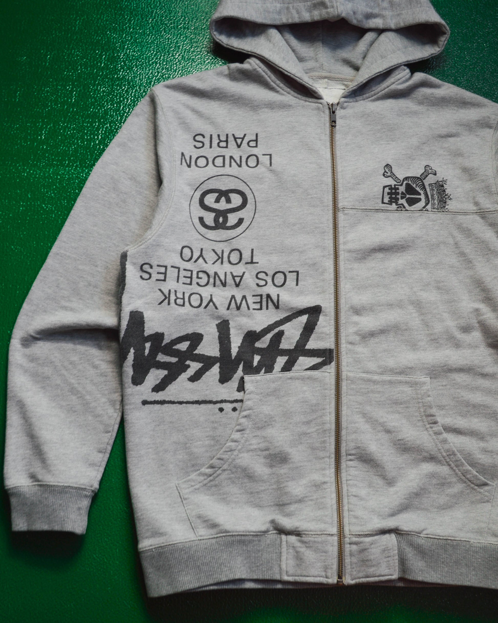 Stussy Collage Split Logo Asymmetrical Zip Up Hoody (L)