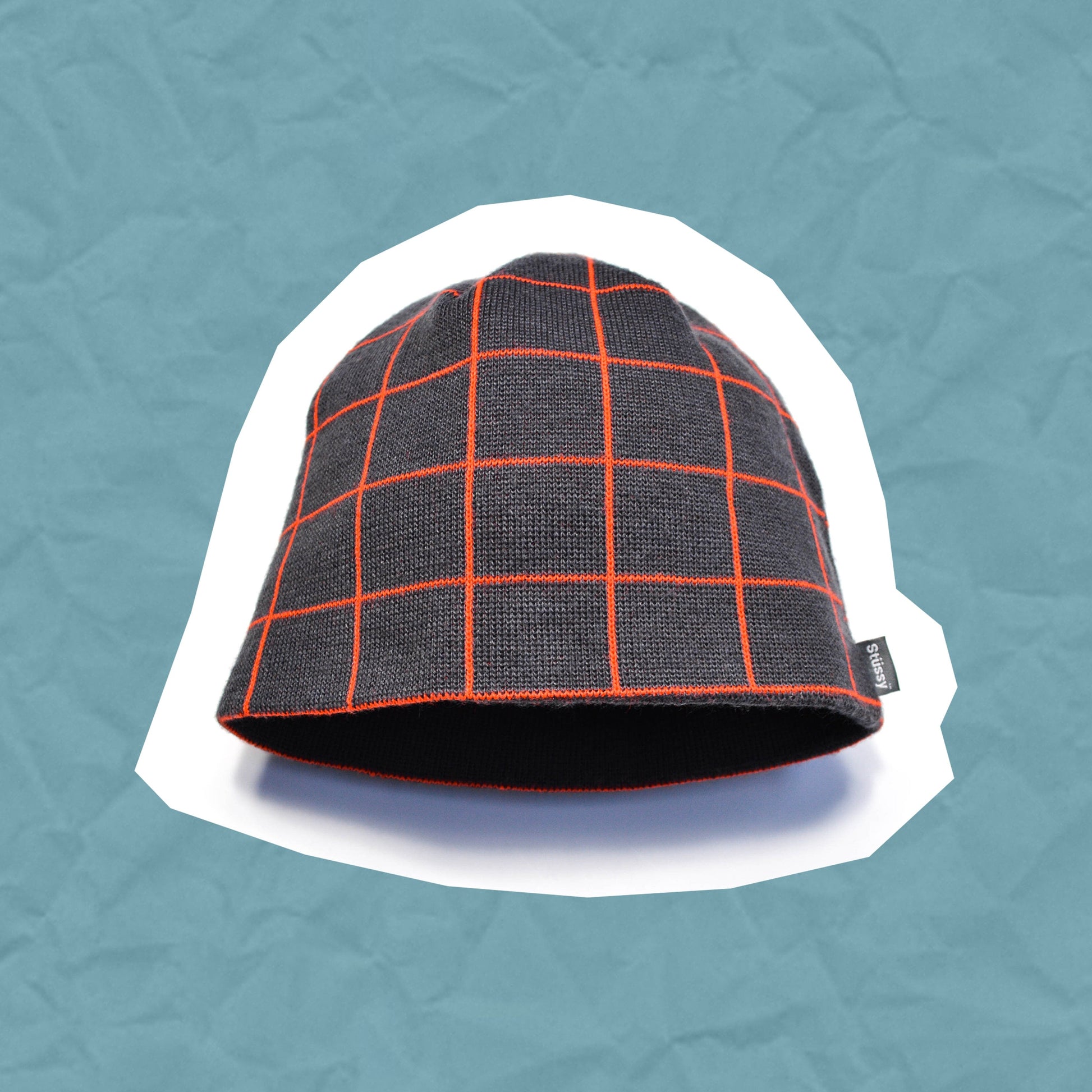 Stussy Stussy Orange Grey Grid Beanie