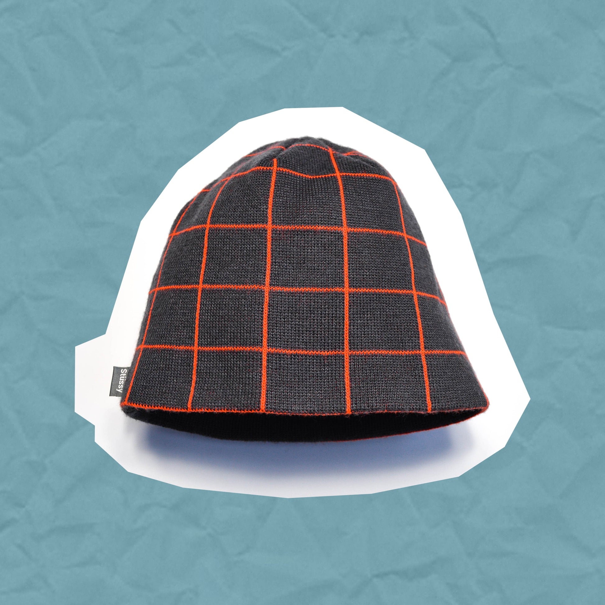 Stussy Stussy Orange Grey Grid Beanie